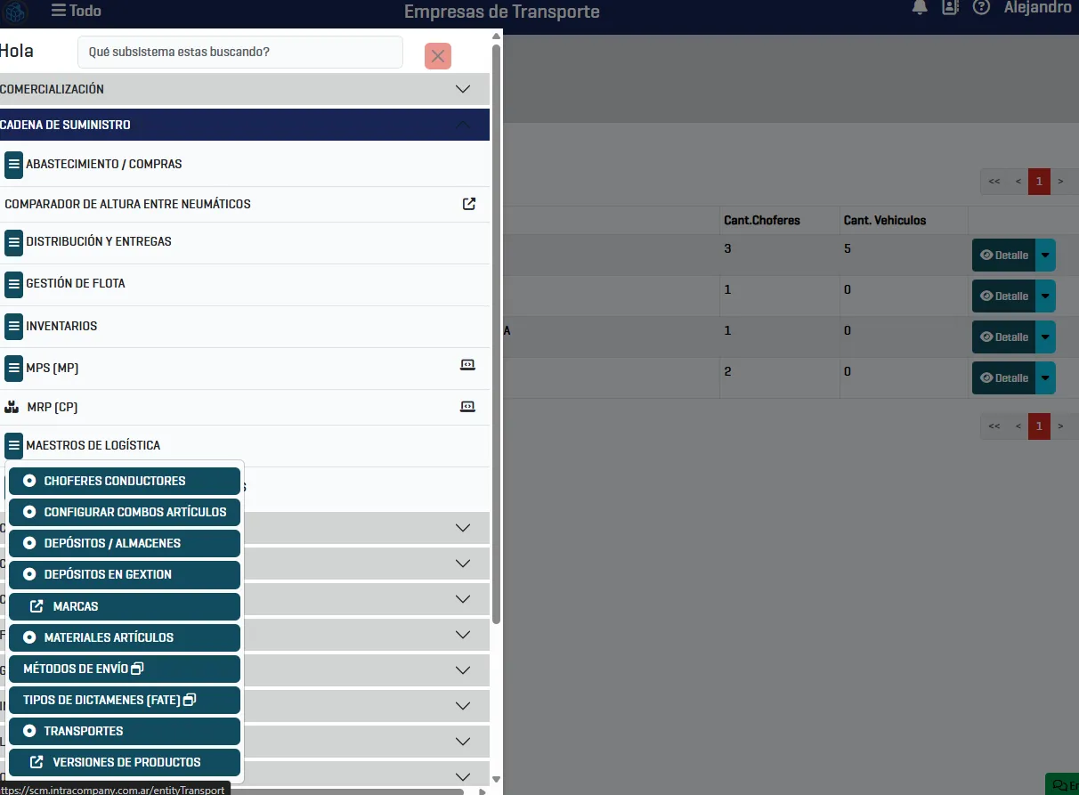 Foto Acceso a Pantalla Transportes