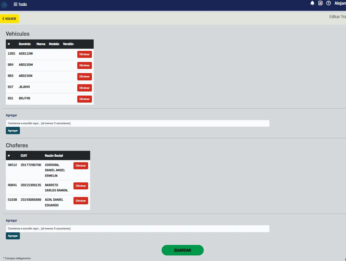 Foto Pantalla Edit Transportes